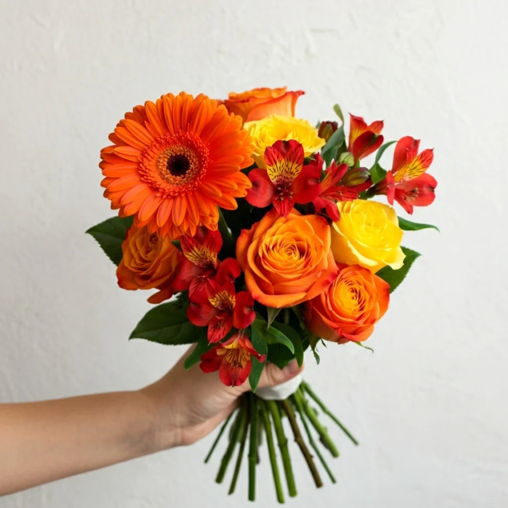 Maço Gérberas + Rosas laranja